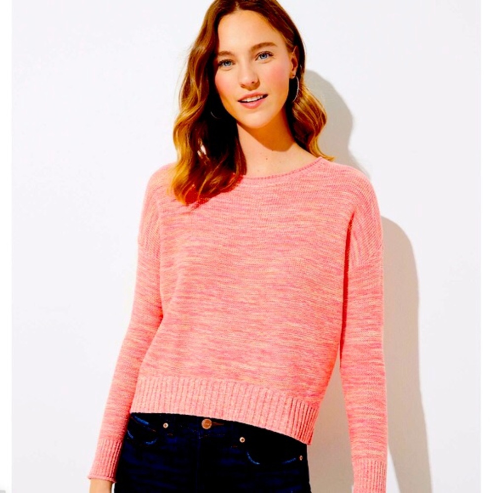 Loft high-to-low knit cropped sweater